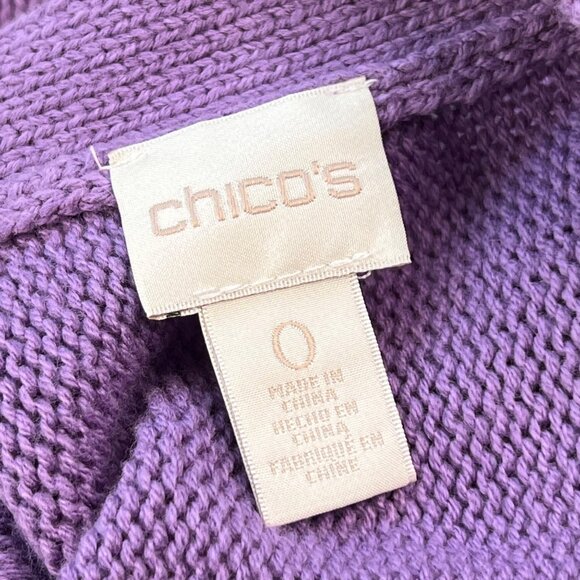 Chico's Cardigan Size 0 Small Mixed Stitch Sweater Cozy Purple Chevron Layering - Picture 3 of 10